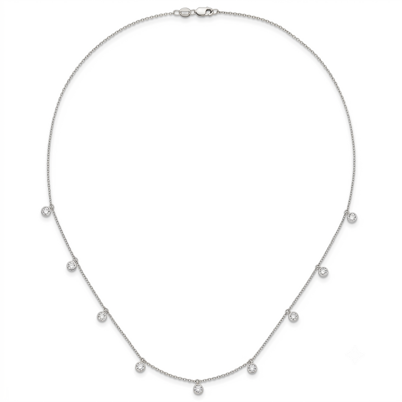 9-Station Necklace, Lab-Grown Diamond & White Gold