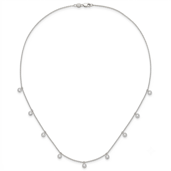 9-Station Necklace, Lab-Grown Diamond & White Gold