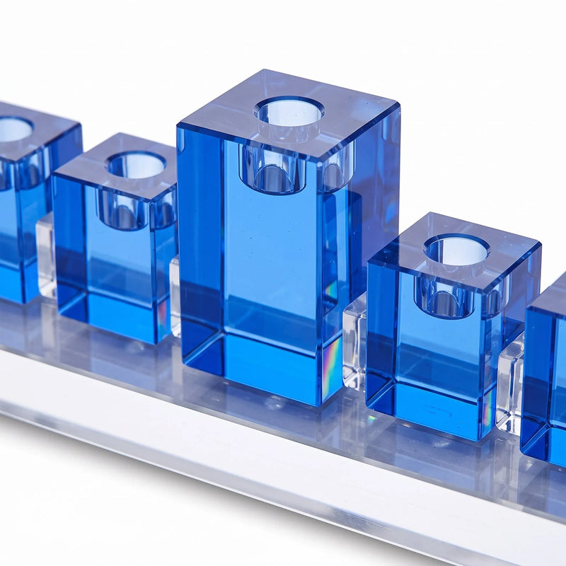 Le Menorah Parisien, Blue Crystal Glass Menorah