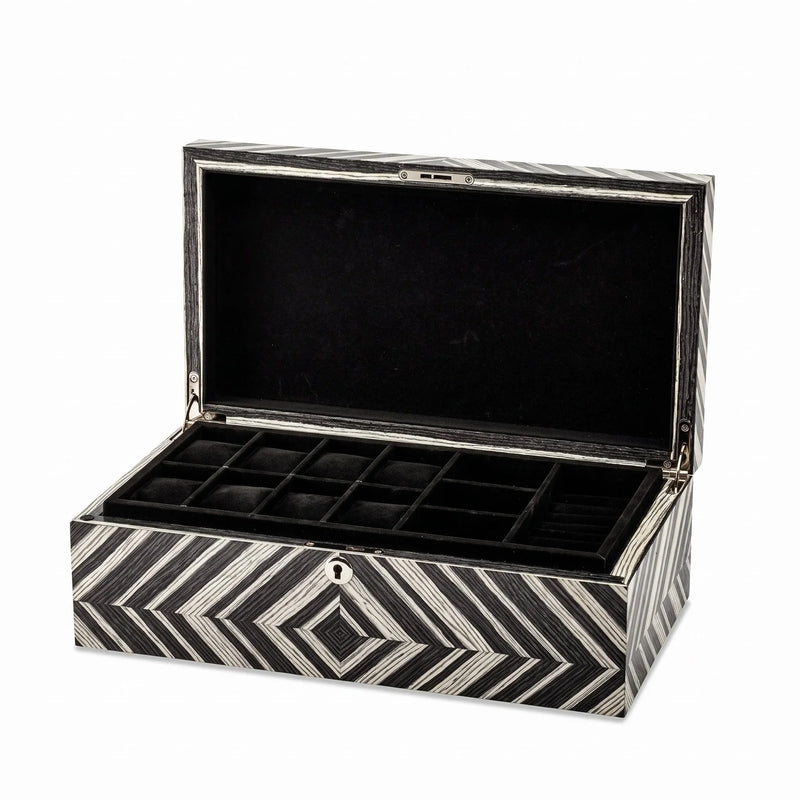 L'Écrin Parisien, Striped Black & White Inlay Jewelry Box
