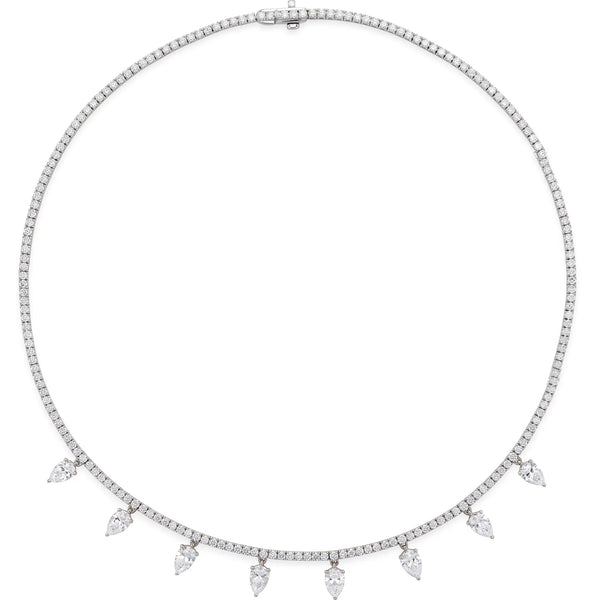 Beucher Paris Larmes de Versailles diamond pear drop tennis necklace in white gold.