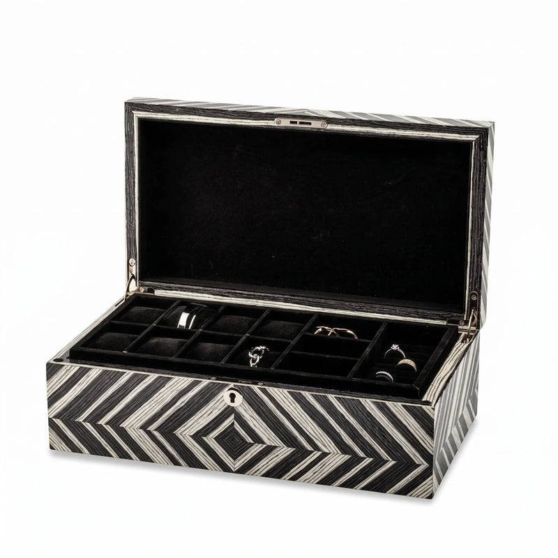 L'Écrin Parisien, Striped Black & White Inlay Jewelry Box