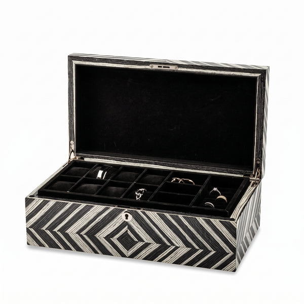 L'Écrin Parisien, Striped Black & White Inlay Jewelry Box