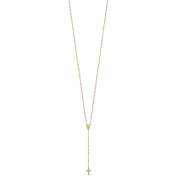 Prière de Lourdes, 14K Yellow Gold Crucifix Rosary Necklace
