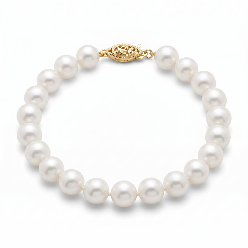 White Freshwater Cultured Pearl AA-Grade 7 x 7.5mm Bracelet