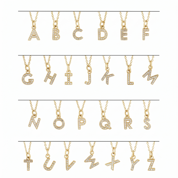 Reflet de la Côte d'Azur, Gold Diamond Letter Necklace