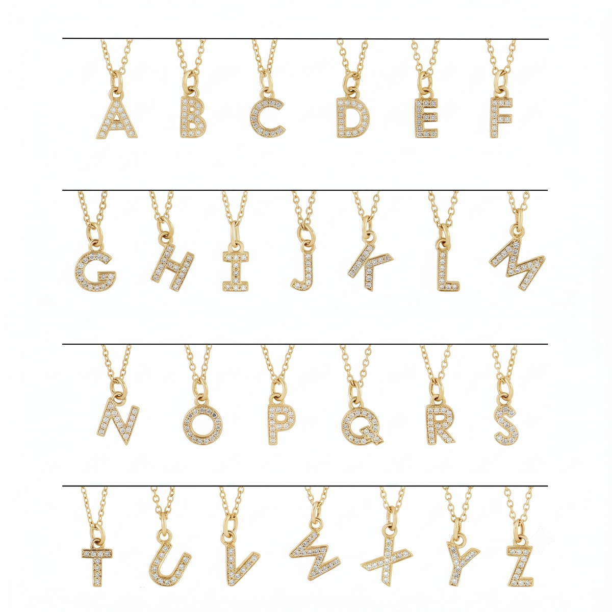 Reflet de la Côte d'Azur, Gold Diamond Letter Necklace