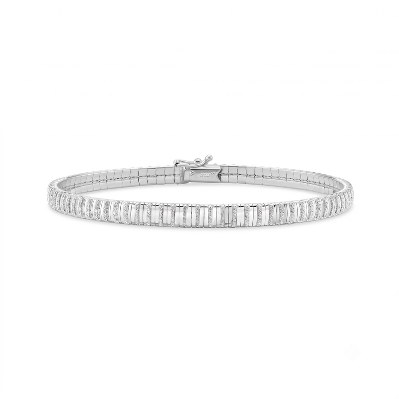 14K White Gold Mini Diamante Flexible Bracelet