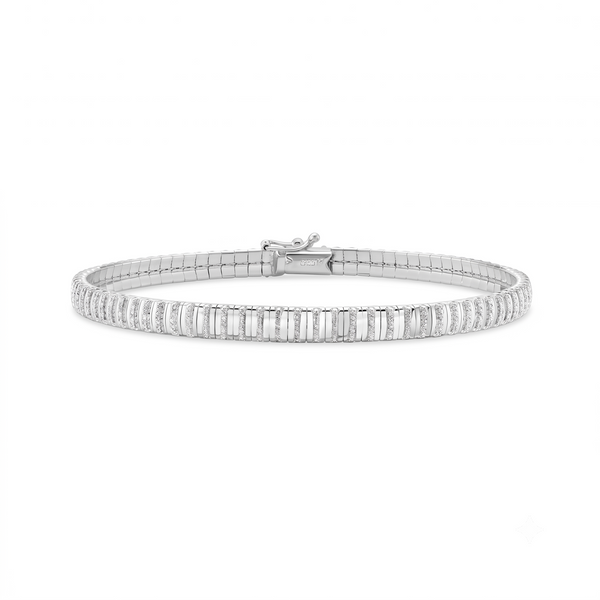 14K White Gold Mini Diamante Flexible Bracelet