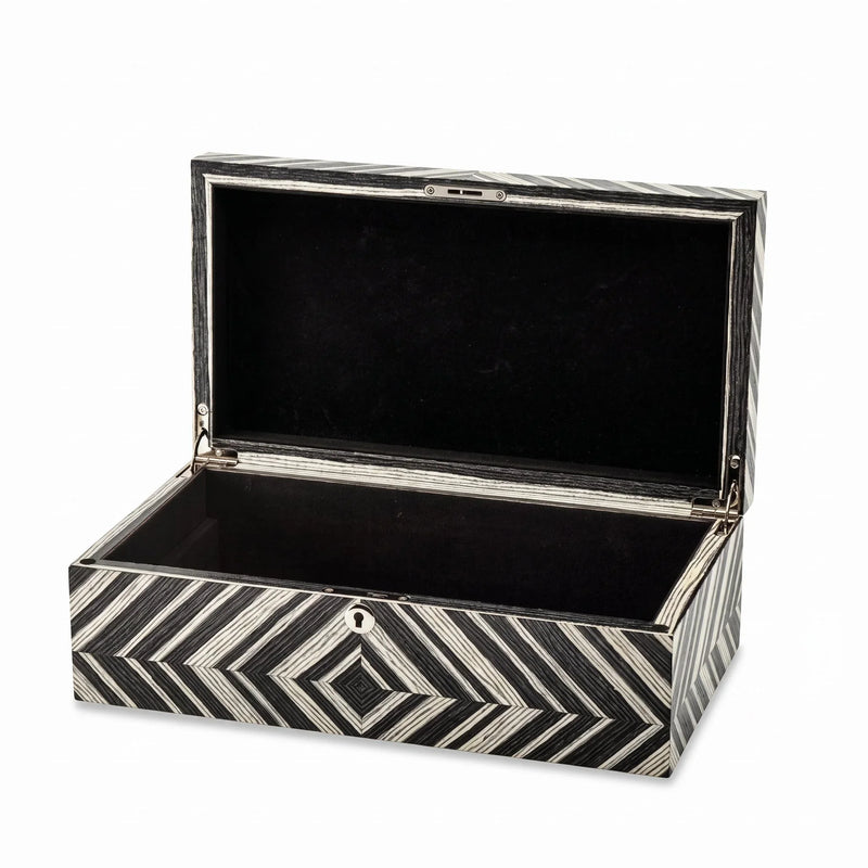 L'Écrin Parisien, Striped Black & White Inlay Jewelry Box