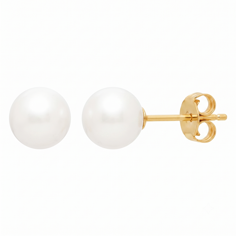 White Freshwater Cultured Pearl AA-Grade 7 x 7.5mm Earrings