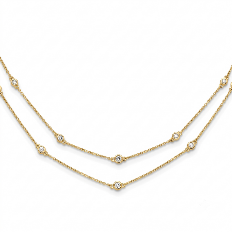 Diamond Multi-Station Double Strand Necklace