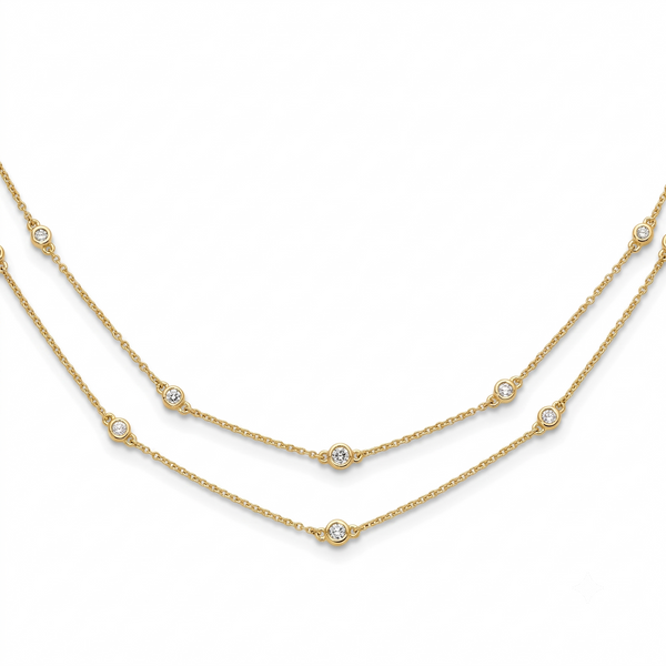 Rayon d'Or du Louvre, Diamond Multi-Station Double Strand Necklace