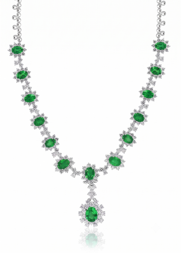 Le Serre de Jussieu, Emerald & Diamonds Necklace
