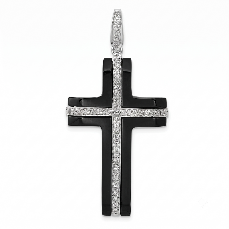 La Croix au Masculin, Diamond & Onyx Cross Pendant