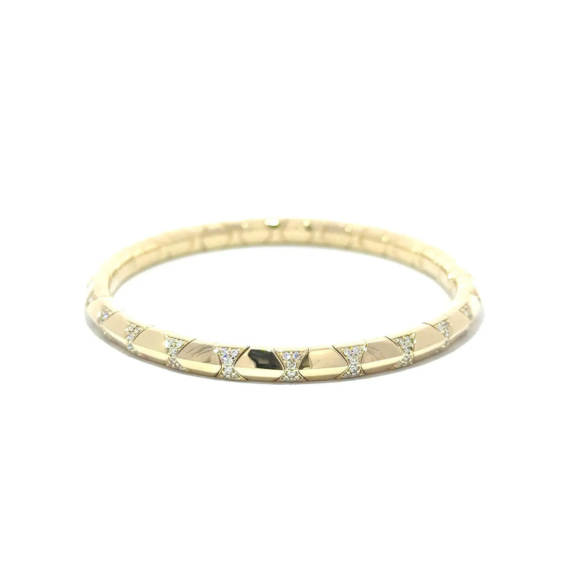 Chambord, 14K Yellow Gold Geometric Diamond Bangle