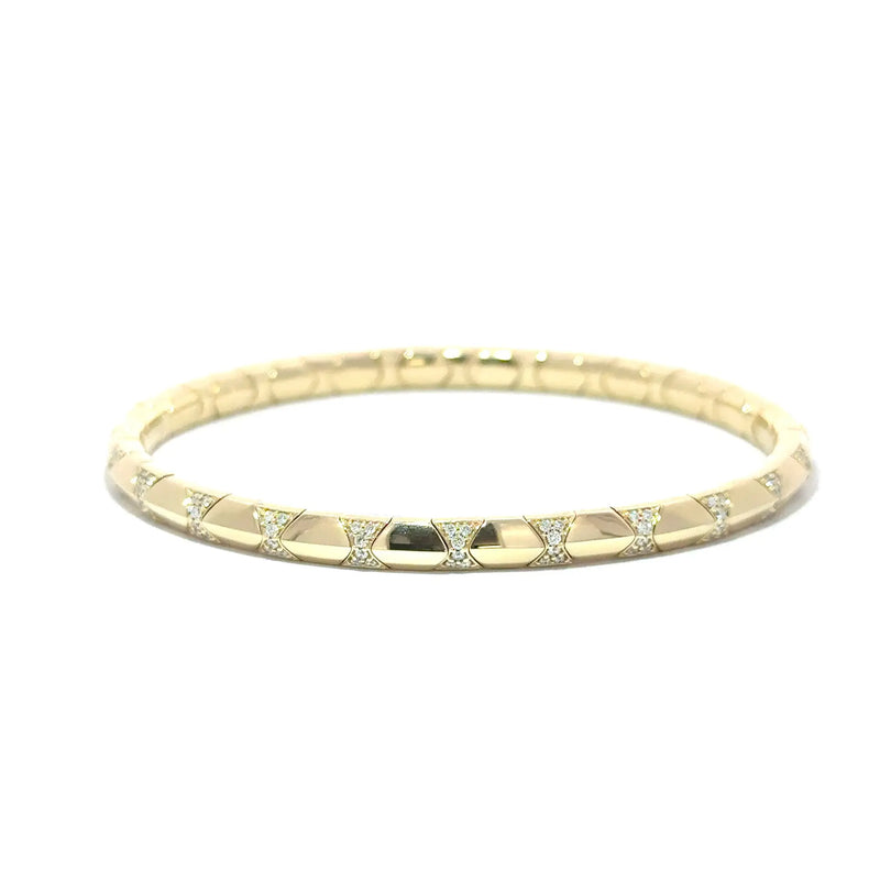 Chambord, 14K Yellow Gold Geometric Diamond Bangle