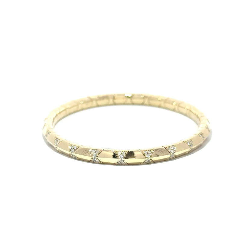 Chambord, 14K Yellow Gold Geometric Diamond Bangle