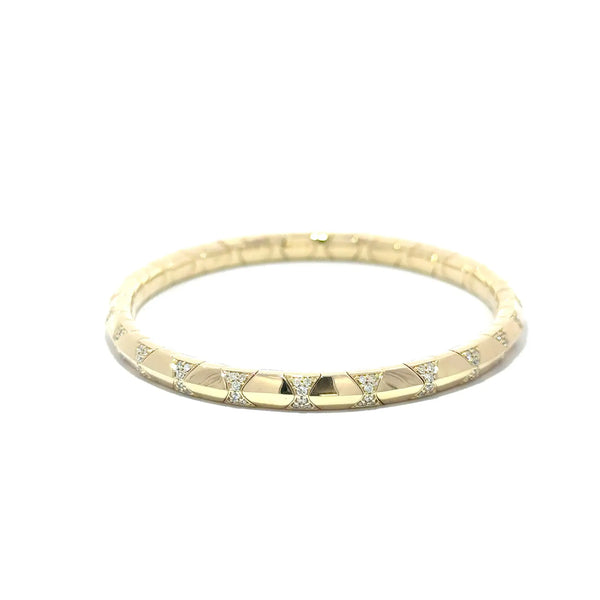 Chambord, 14K Yellow Gold Geometric Diamond Bangle