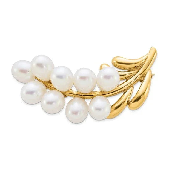 Les Raisins de la Tuileries, White Pearl & Gold Brooch