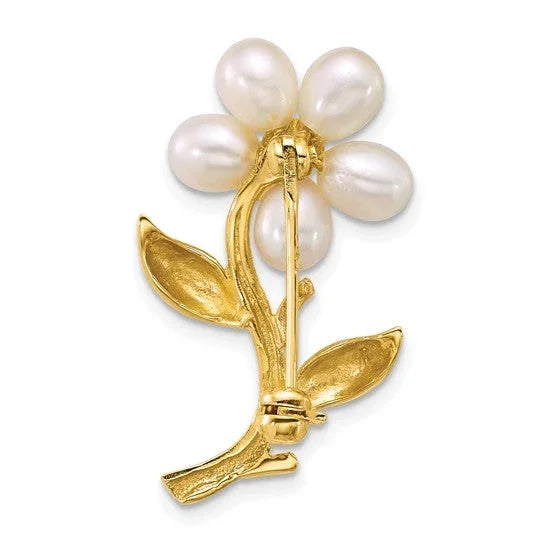 Aube de Versailles, Cultured Pearl & 14K Gold Brooch