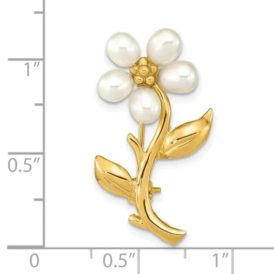 Aube de Versailles, Cultured Pearl & 14K Gold Brooch