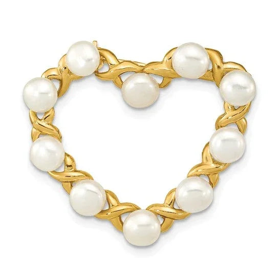 Le Cœur Nacré de Versailles, White Pearl & Gold Heart Brooch