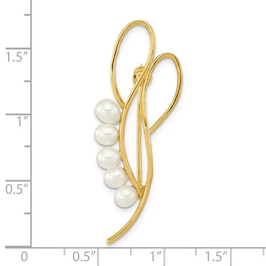 Cascade de Versailles, Cultured Pearl & Yellow Gold Brooch