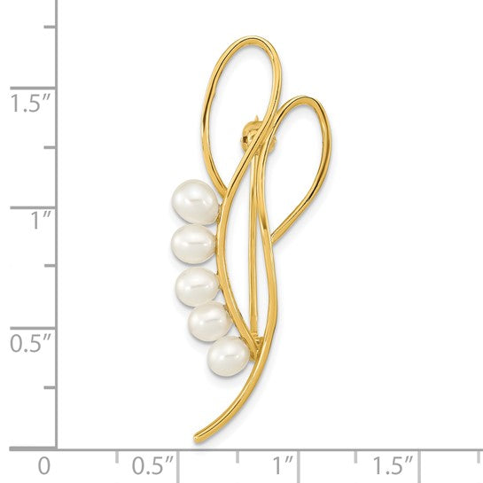 Cascade de Versailles, Cultured Pearl & Yellow Gold Brooch