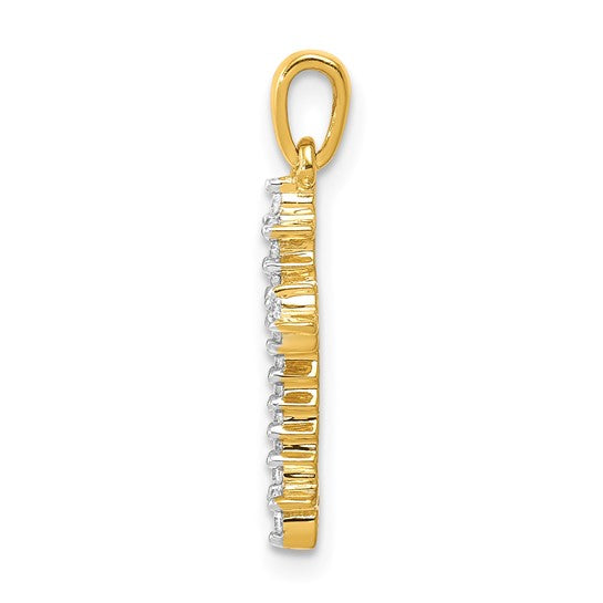 Fleur-de-Lis, Yellow Gold Diamond Cross Pendant