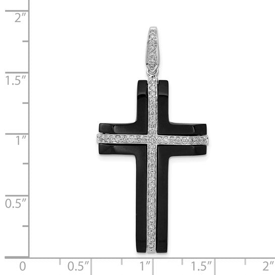 La Croix au Masculin, Diamond & Onyx Cross Pendant