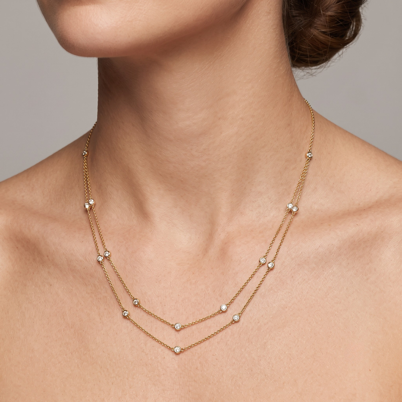 Diamond Multi-Station Double Strand Necklace