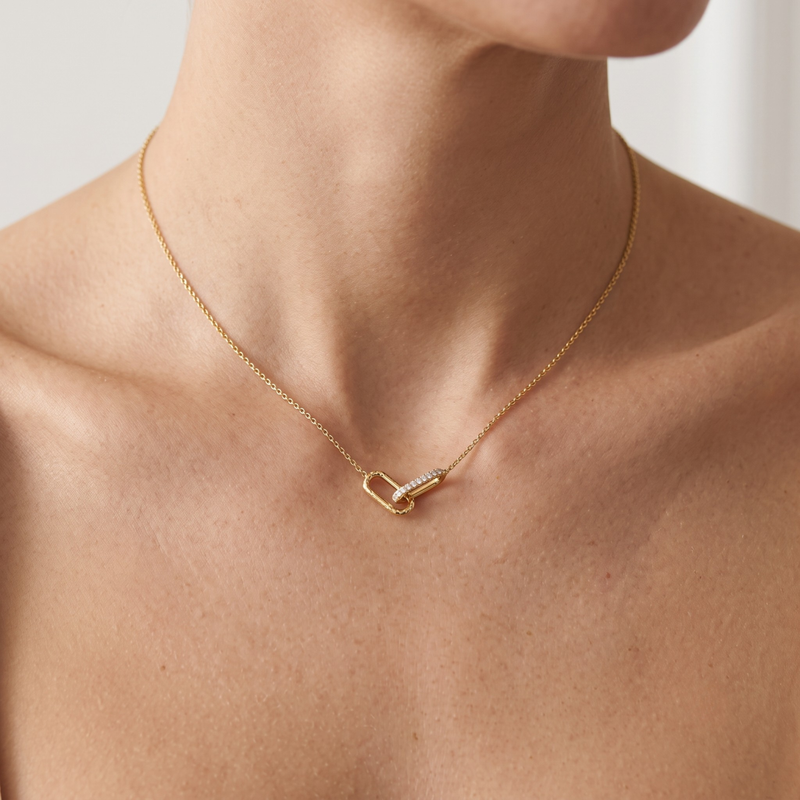 Diamond Interlocked Paperclip Links Necklace