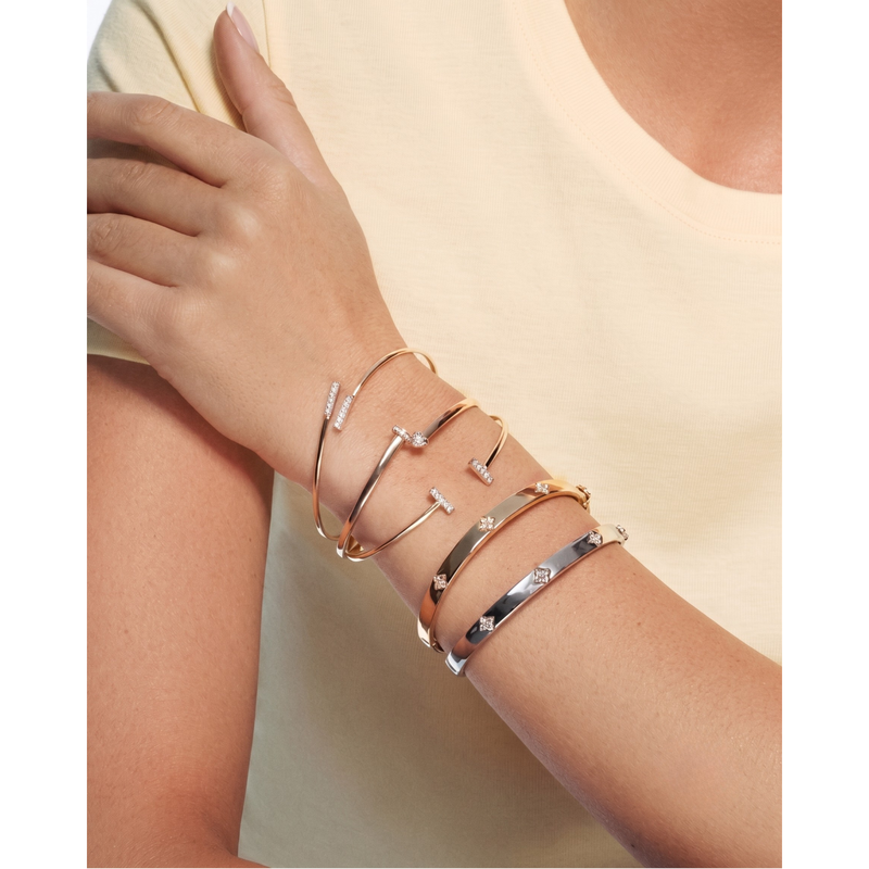 Trilogy Diamond Clover Bangle, 14K White Gold