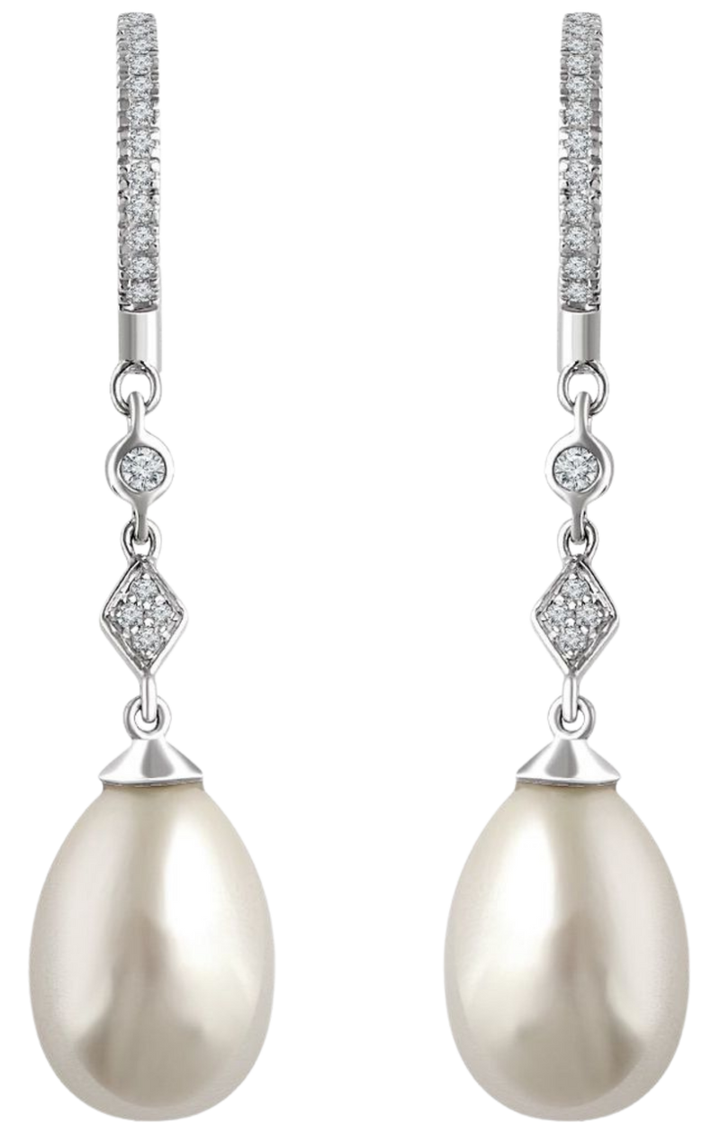 Larmes de Fontainebleau, Pearl & Diamond Drop Earrings