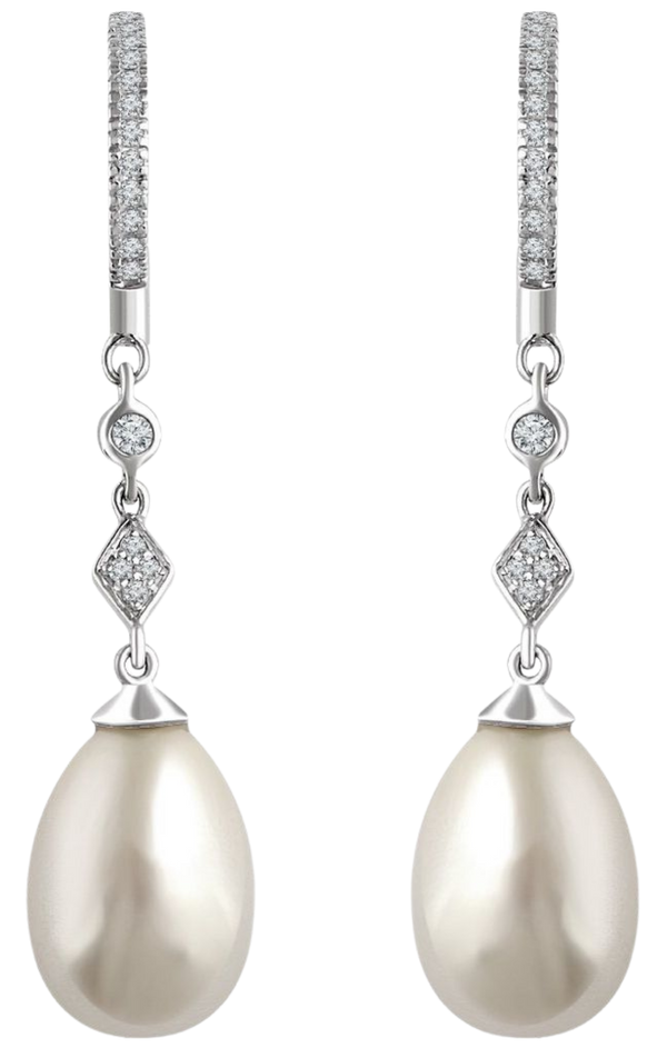 Larmes de Fontainebleau, Pearl & Diamond Drop Earrings
