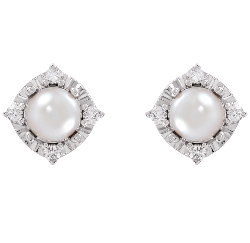 Nacre de Versailles, Pearl & Diamond Halo Earrings