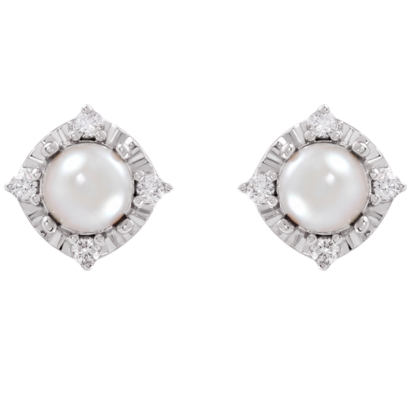 Nacre de Versailles, Pearl & Diamond Halo Earrings