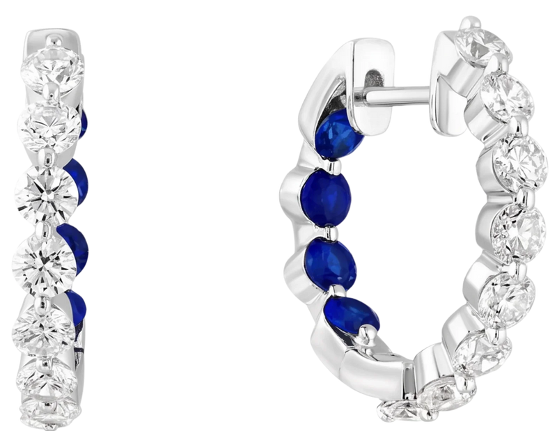 Rive Gauche Romantique, Sapphire & Diamonds Hoops Earrings