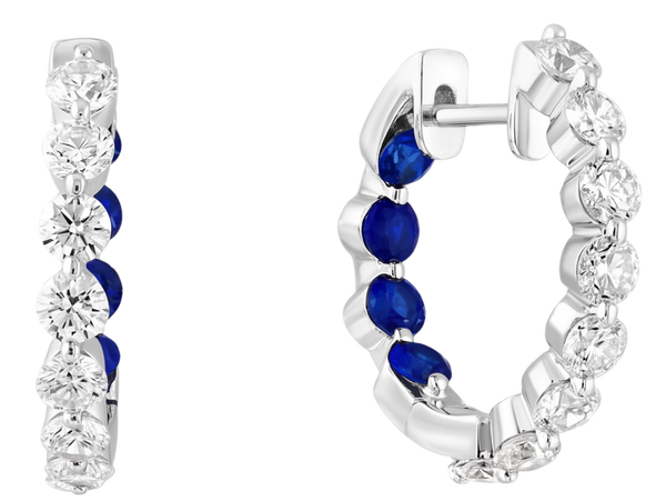 Rive Gauche Romantique, Sapphire & Diamonds Hoops Earrings