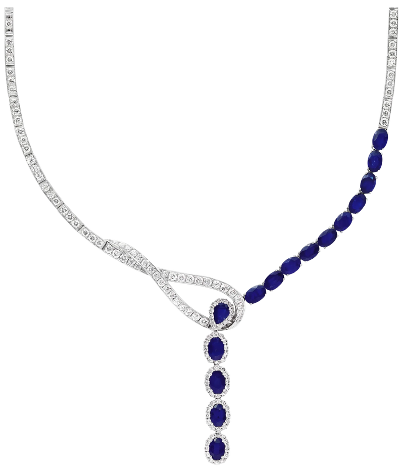 Nymphéa Royal, Sapphire & Diamonds Necklace