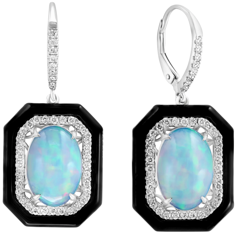 Miroir de Versailles, Opal & Diamonds Earrings