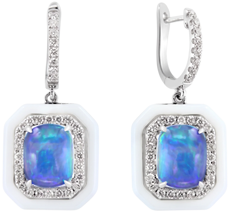 Labyrinthe d'Illusions, Opal & Diamonds Earrings