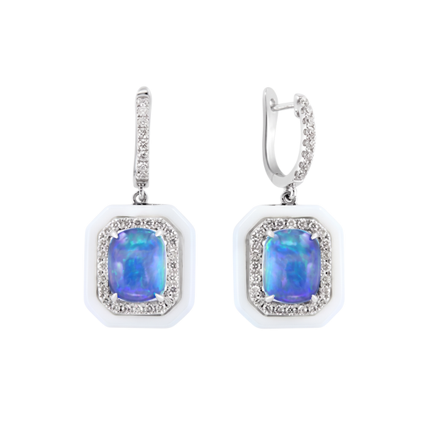 Labyrinthe d'Illusions, Opal & Diamonds Earrings
