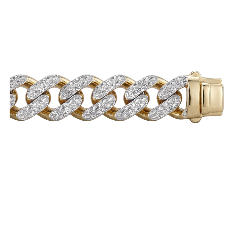 14K Yellow Gold Lite Miami Cuban Diamond Bracelet
