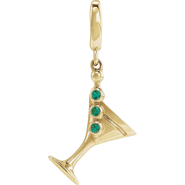 L'Apéritif de Cannes, 14K Gold Emerald Martini Pendant