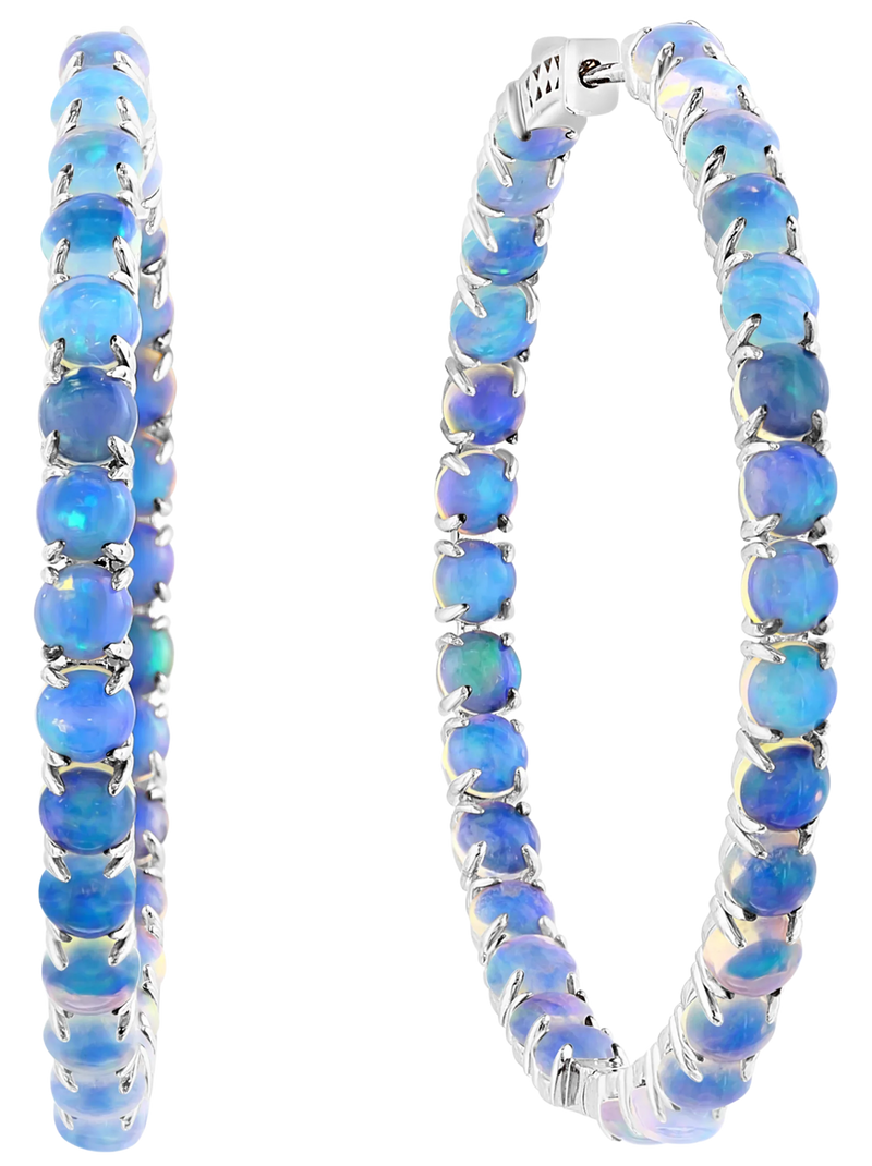 Bleu Infini, Opal Hoops Earrings