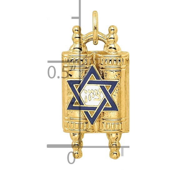 Torah with Blue & White Enameled Star of David Pendant