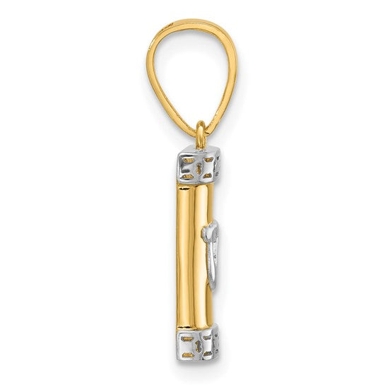 Mezuzah, Yellow Gold & White Rhodium