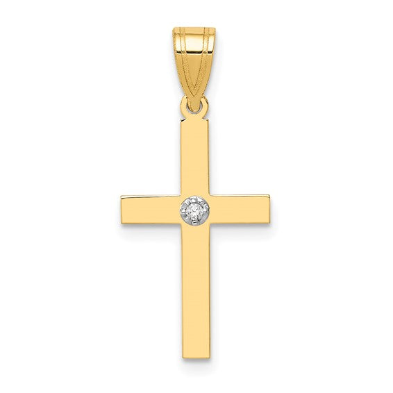 La Simple Croix Diamanté, Gold Cross Pendant